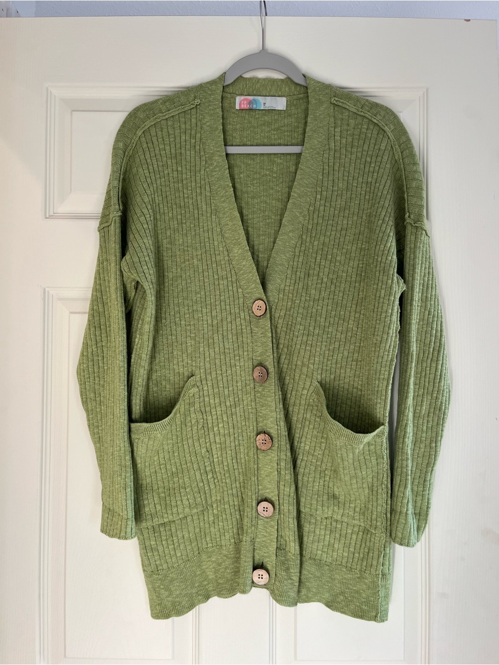 Free People Ribbed Button-Front Cardigan